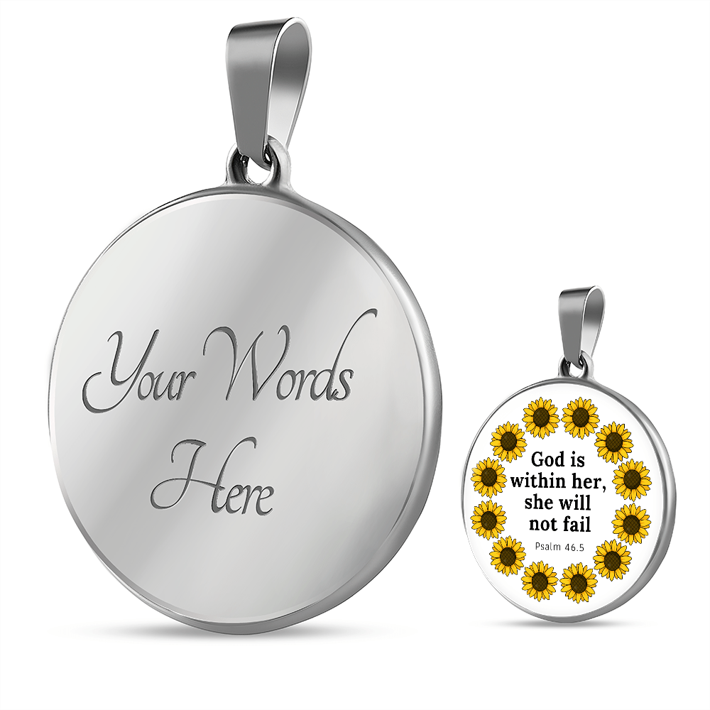 God is within her, She will not Fail | Christian Pendant Necklace