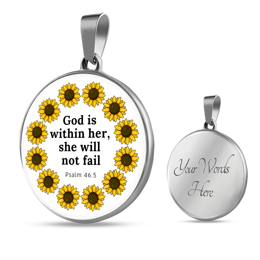 God is within her, She will not Fail | Christian Pendant Necklace