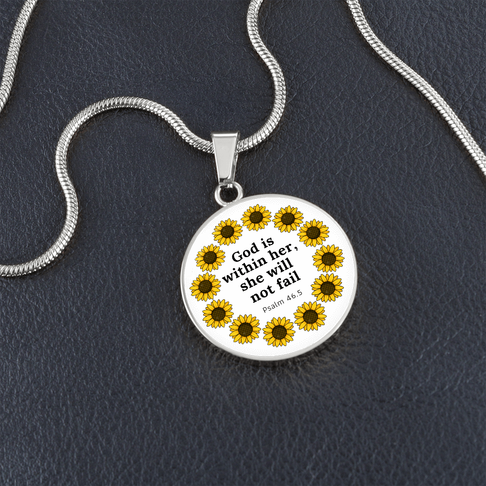 God is within her, She will not Fail | Christian Pendant Necklace