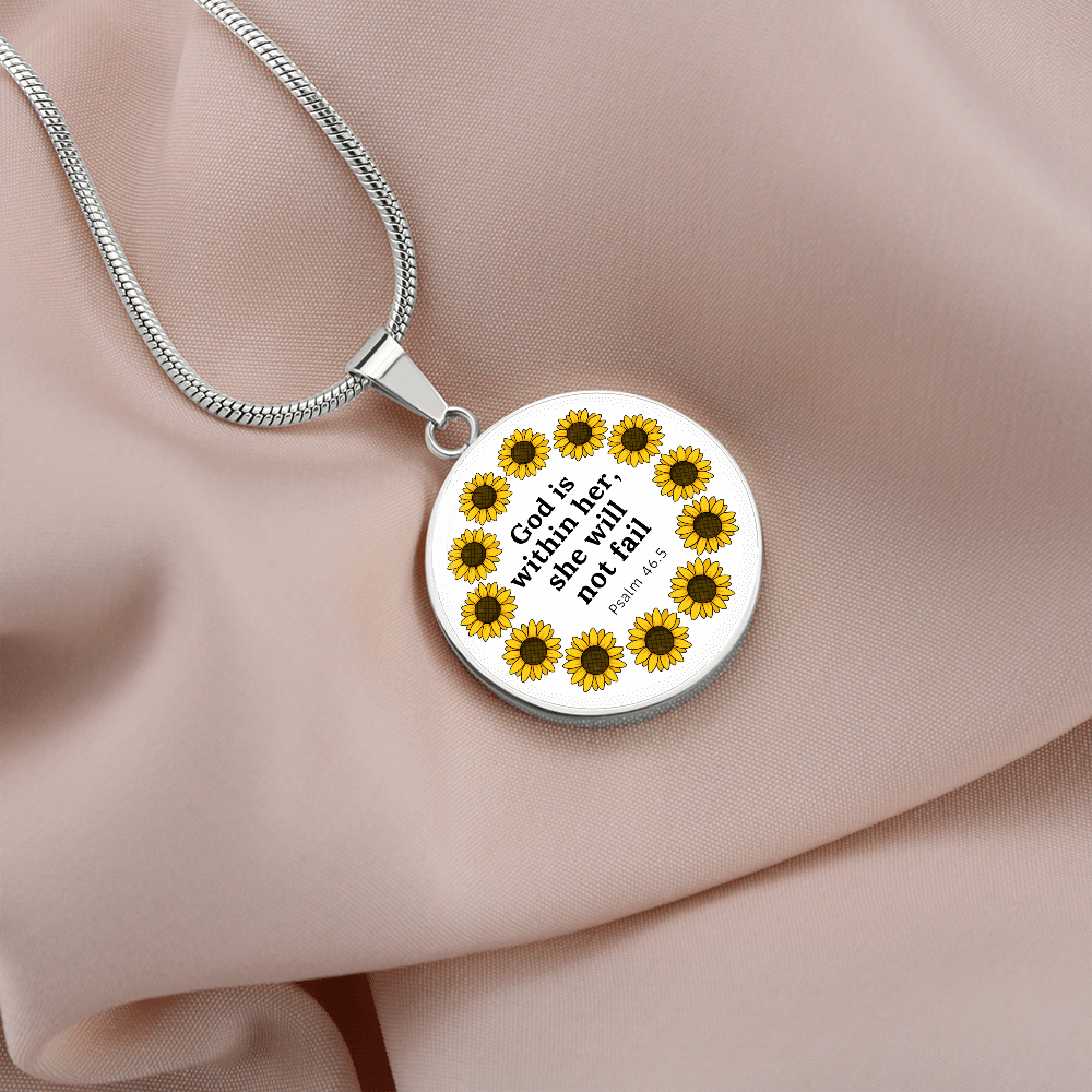 God is within her, She will not Fail | Christian Pendant Necklace