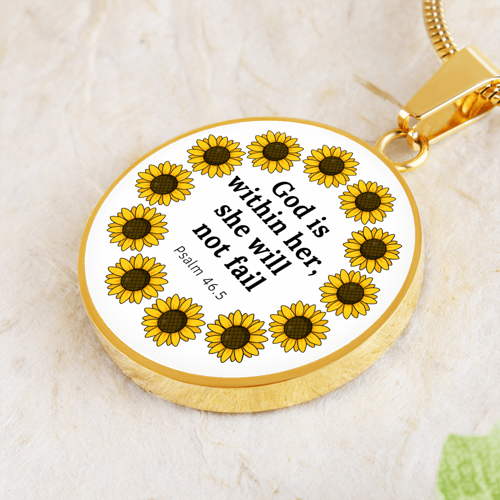 God is within her, She will not Fail | Christian Pendant Necklace