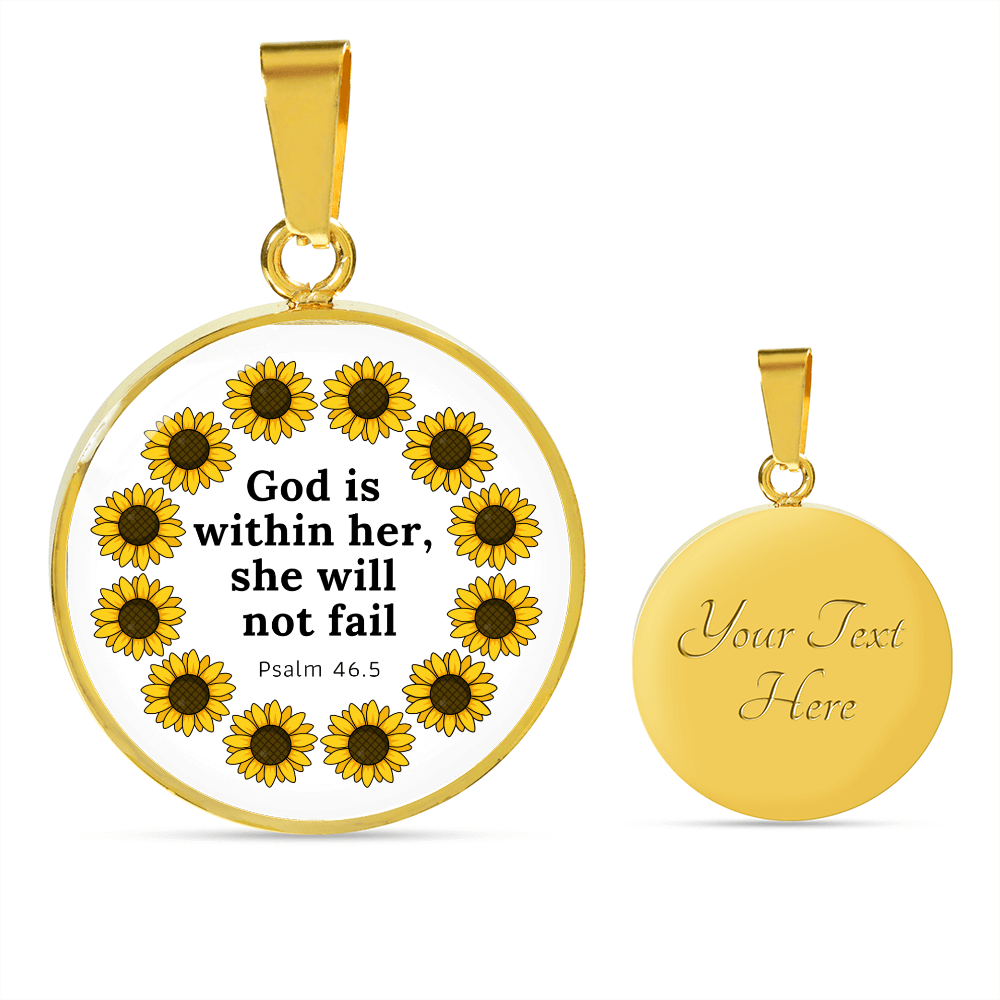 God is within her, She will not Fail | Christian Pendant Necklace