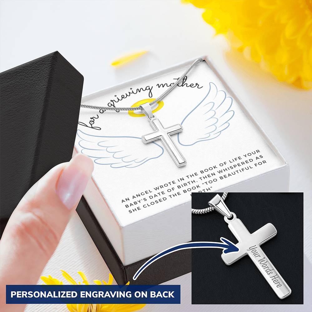 For a Grieving Mother | Angel Wings & Engraved Cross