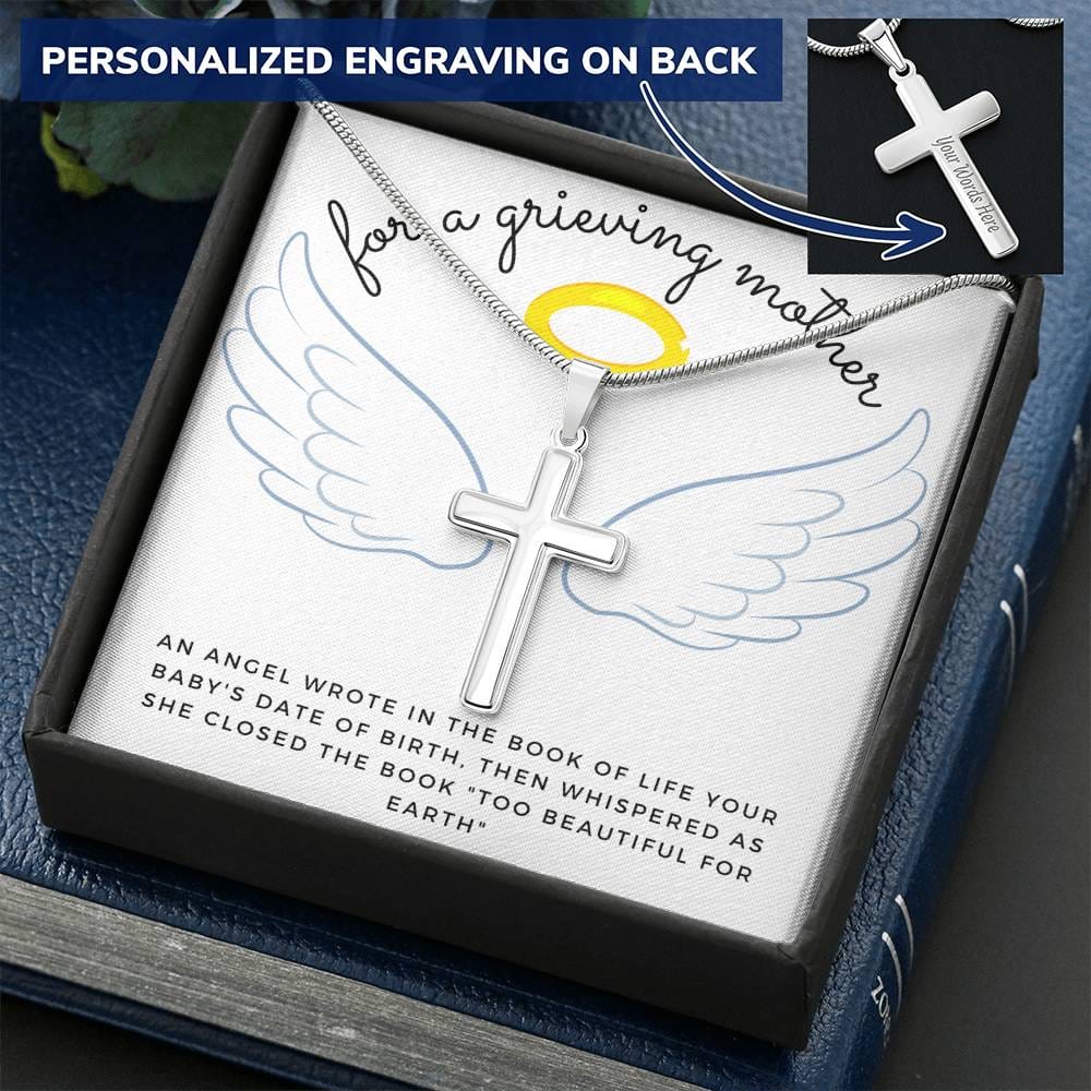 For a Grieving Mother | Angel Wings & Engraved Cross