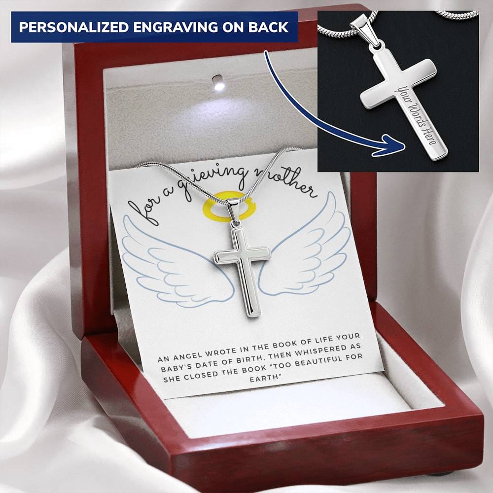 For a Grieving Mother | Angel Wings & Engraved Cross