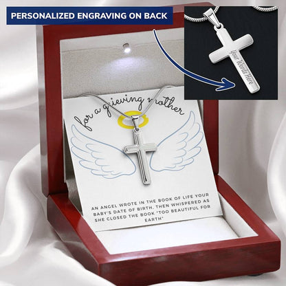 For a Grieving Mother | Angel Wings & Engraved Cross