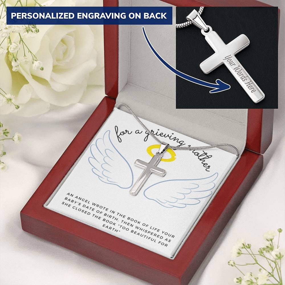 For a Grieving Mother | Angel Wings & Engraved Cross