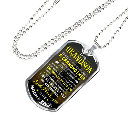 Grandson Strong as Iron dog tag necklace