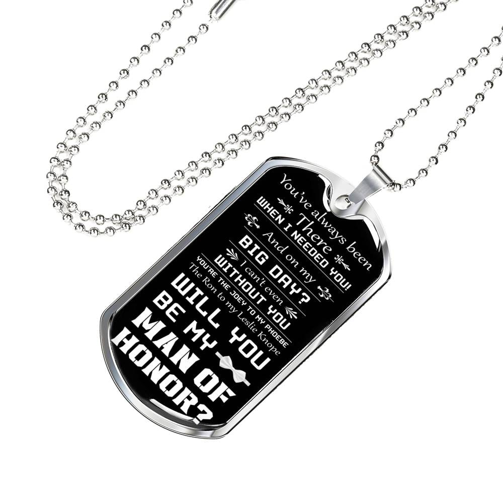 man of honor proposal dog tag necklace