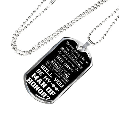 man of honor proposal dog tag necklace