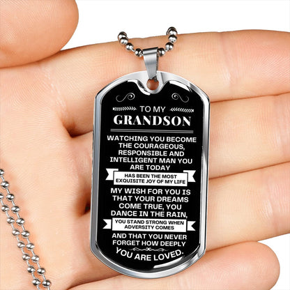 To My Grandson - Dog Tag Necklace - Never Forget How Deeply You Are Loved