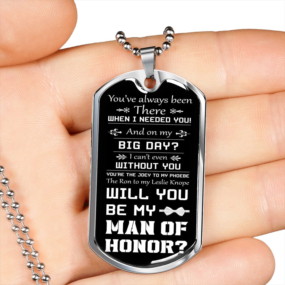 man of honor proposal dog tag necklace