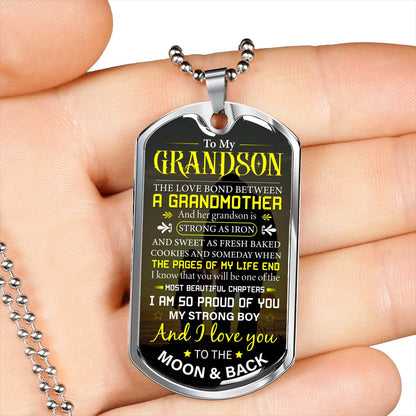 Grandson Strong as Iron dog tag necklace