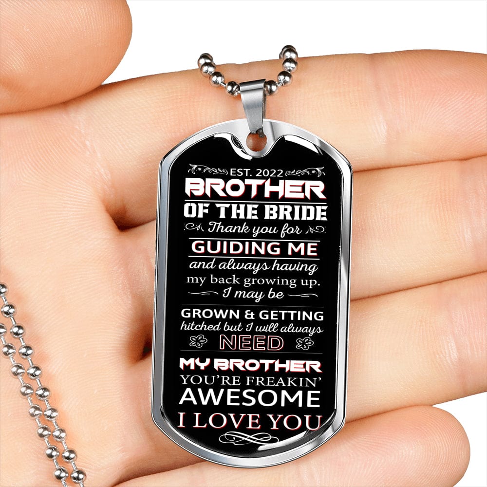 brother of the bride 2022 dog tag necklace