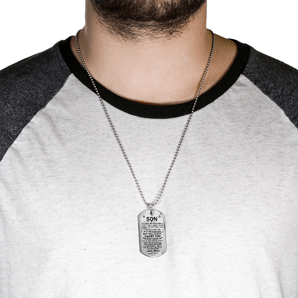 Son Gift (Love, Mom) Dog Tag Necklace