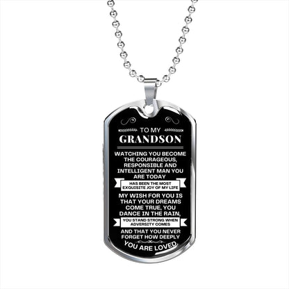 To My Grandson - Dog Tag Necklace - Never Forget How Deeply You Are Loved