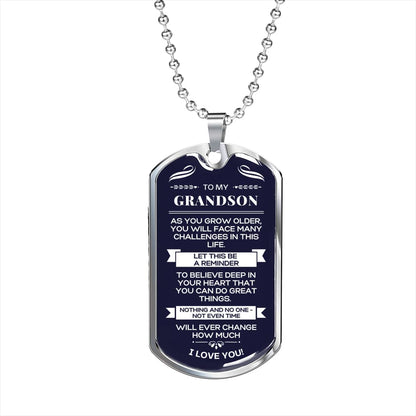 To My Grandson - Dog Tag Necklace - You Can Do Great Things