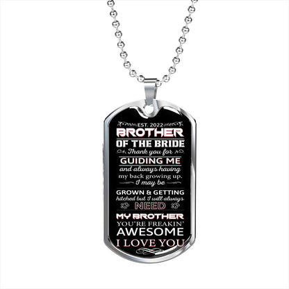 brother of the bride 2022 dog tag necklace