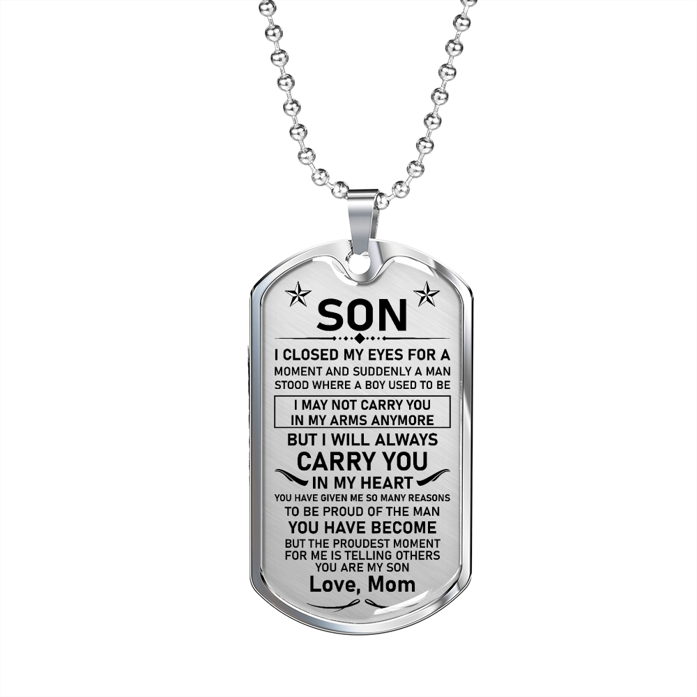 Son Gift (Love, Mom) Dog Tag Necklace