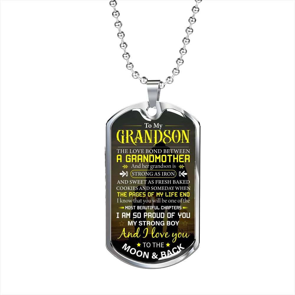 Grandson Strong as Iron dog tag necklace