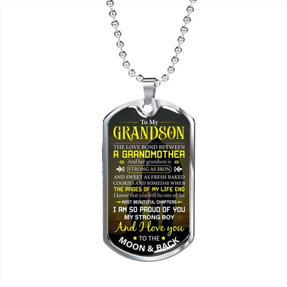 Grandson Strong as Iron dog tag necklace