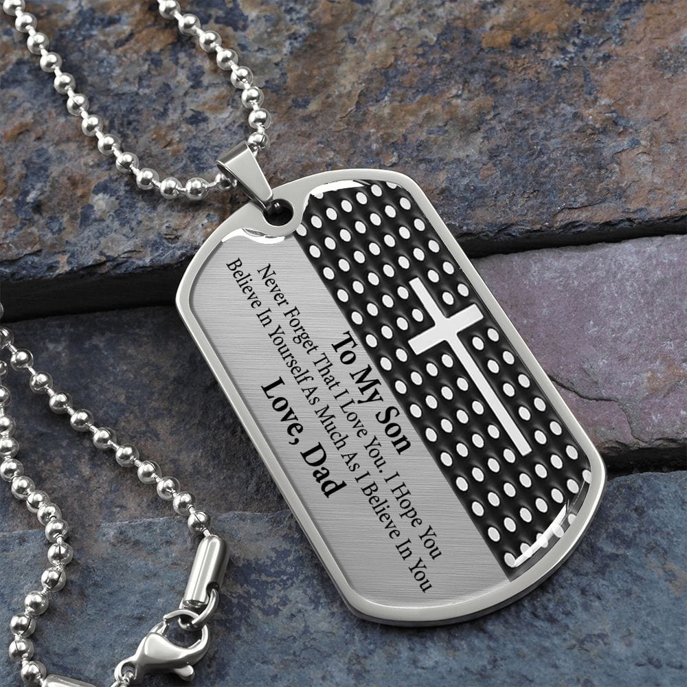 Son Gift (Love, Dad) Dog Tag Necklace