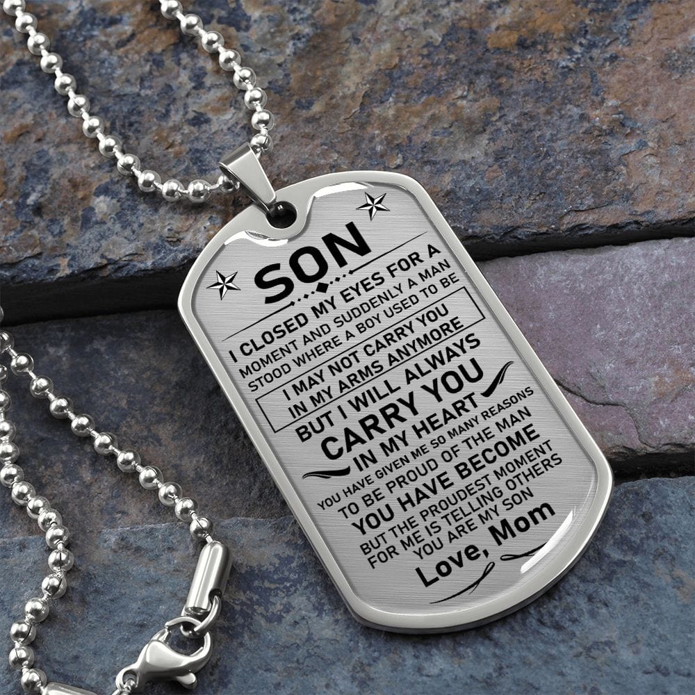 Son Gift (Love, Mom) Dog Tag Necklace