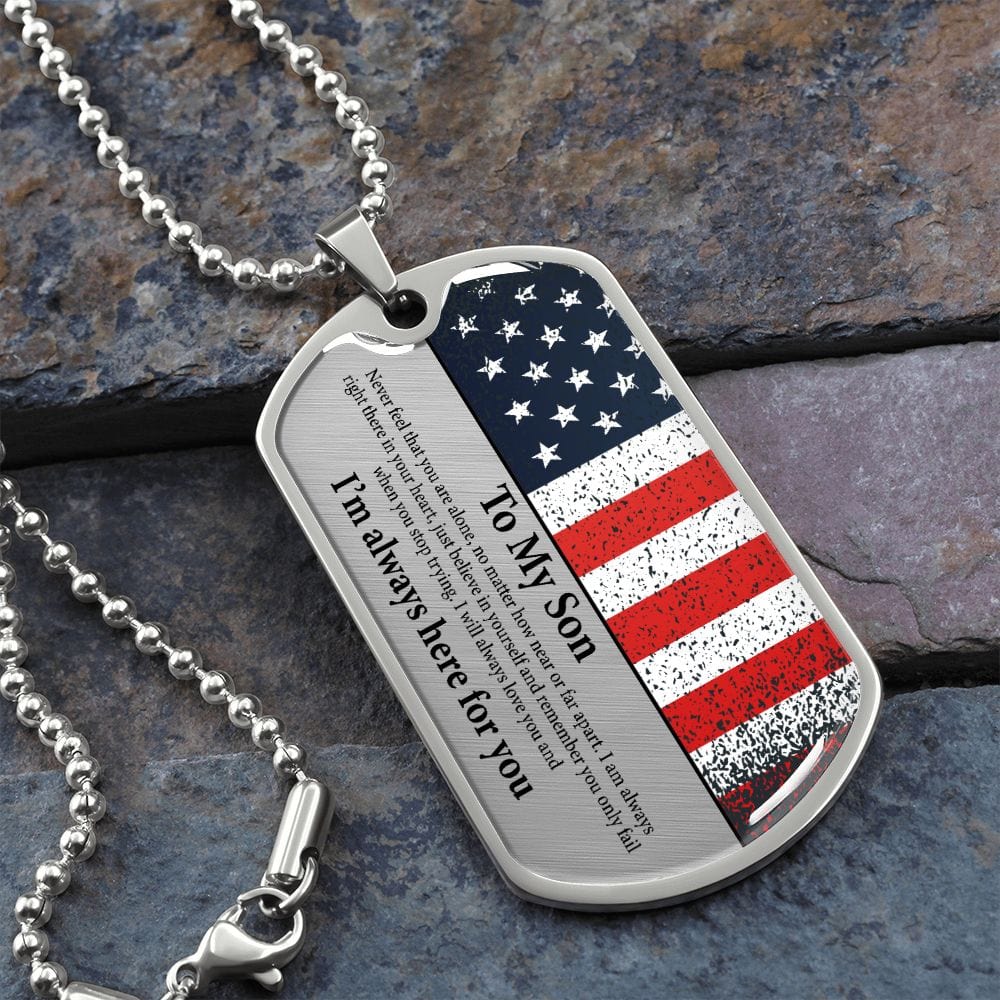 Son Gift | American Flag Dog Tag Necklace