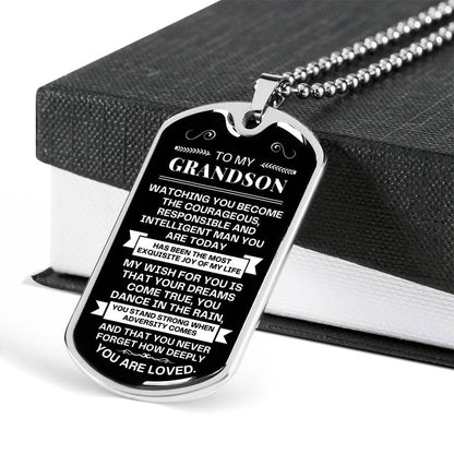 To My Grandson - Dog Tag Necklace - Never Forget How Deeply You Are Loved