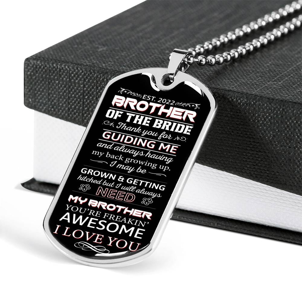 brother of the bride 2022 dog tag necklace