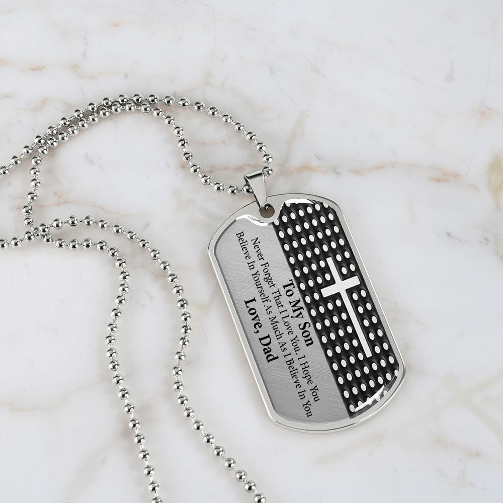 Son Gift (Love, Dad) Dog Tag Necklace