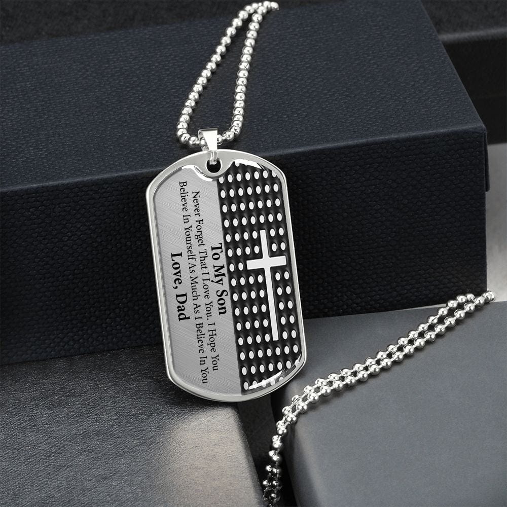 Son Gift (Love, Dad) Dog Tag Necklace