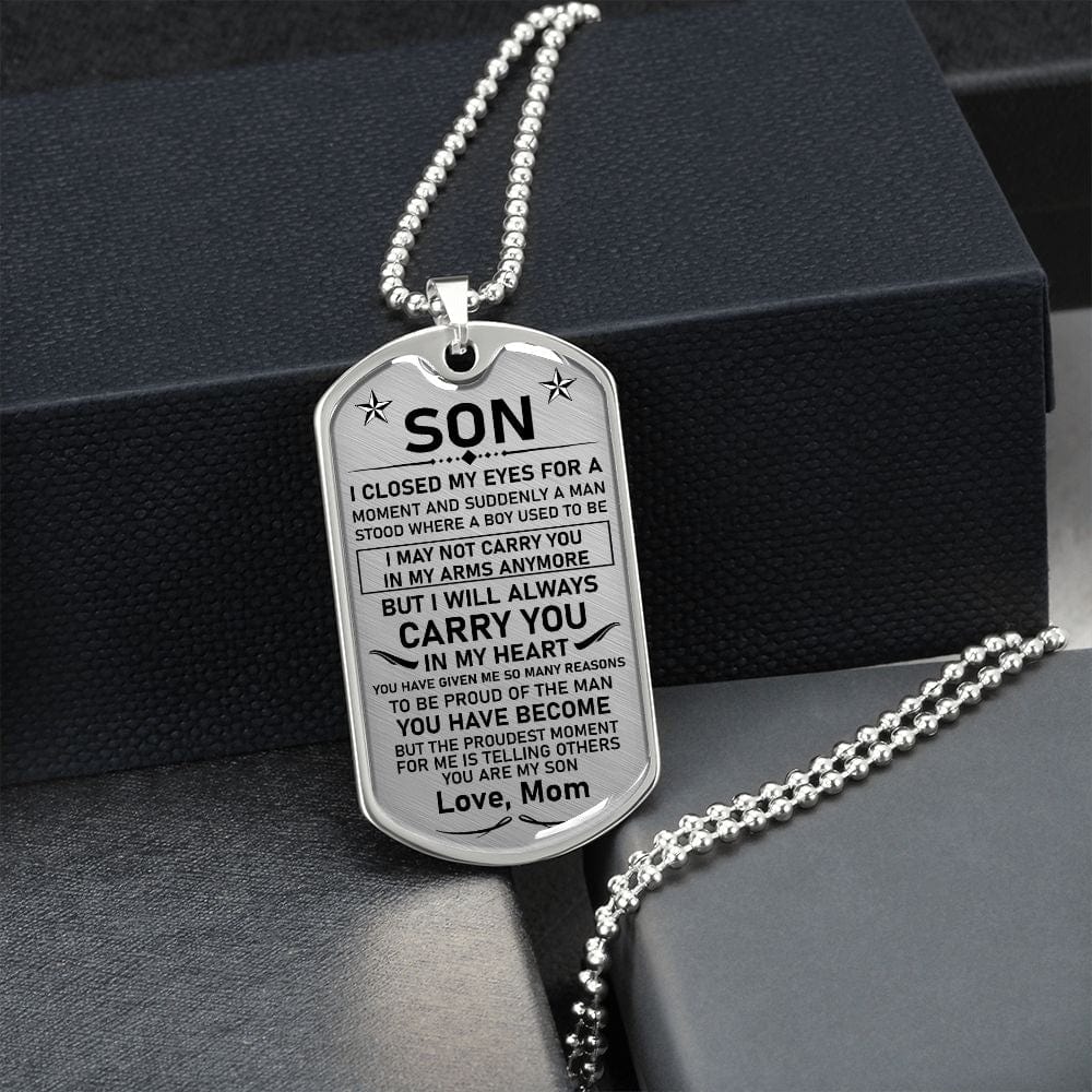 Son Gift (Love, Mom) Dog Tag Necklace