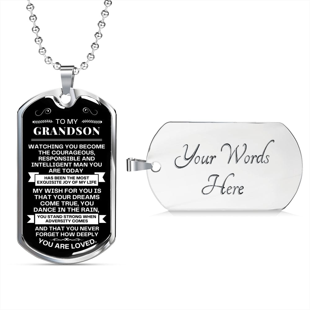 To My Grandson - Dog Tag Necklace - Never Forget How Deeply You Are Loved