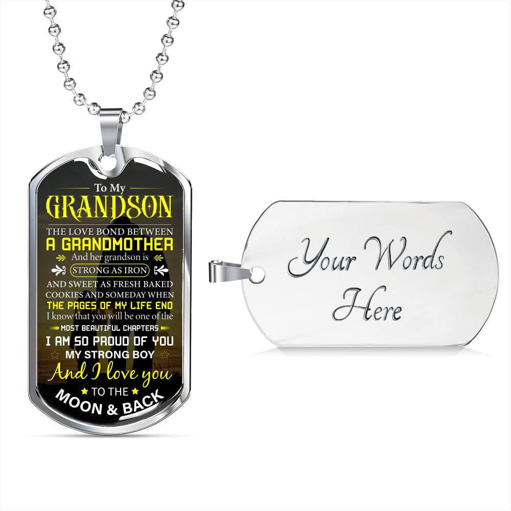 Grandson Strong as Iron dog tag necklace