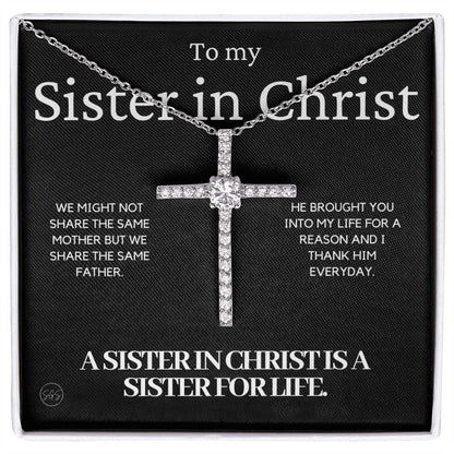 Sister in Christ Gift | CZ Crystal Cross