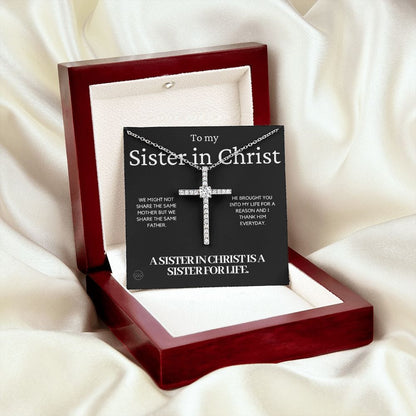 Sister in Christ Gift | CZ Crystal Cross