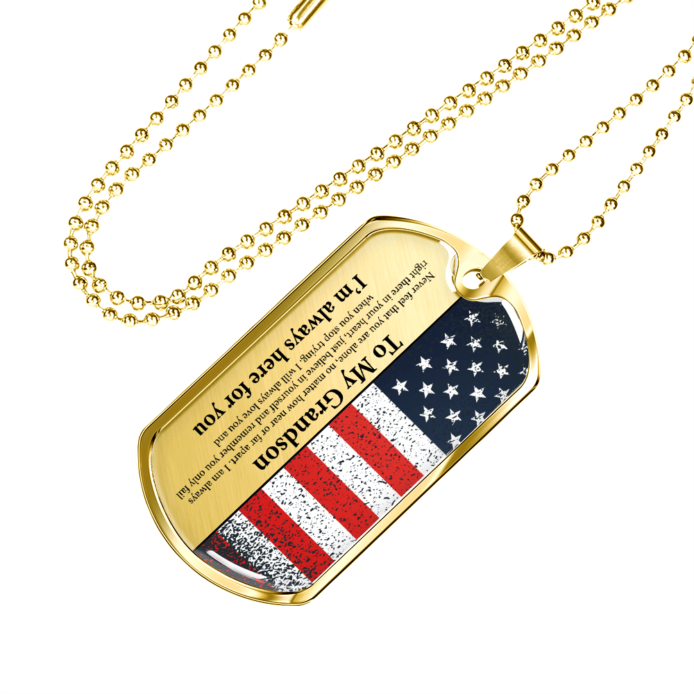 Grandson Gift | American Flag Dog Tag Necklace