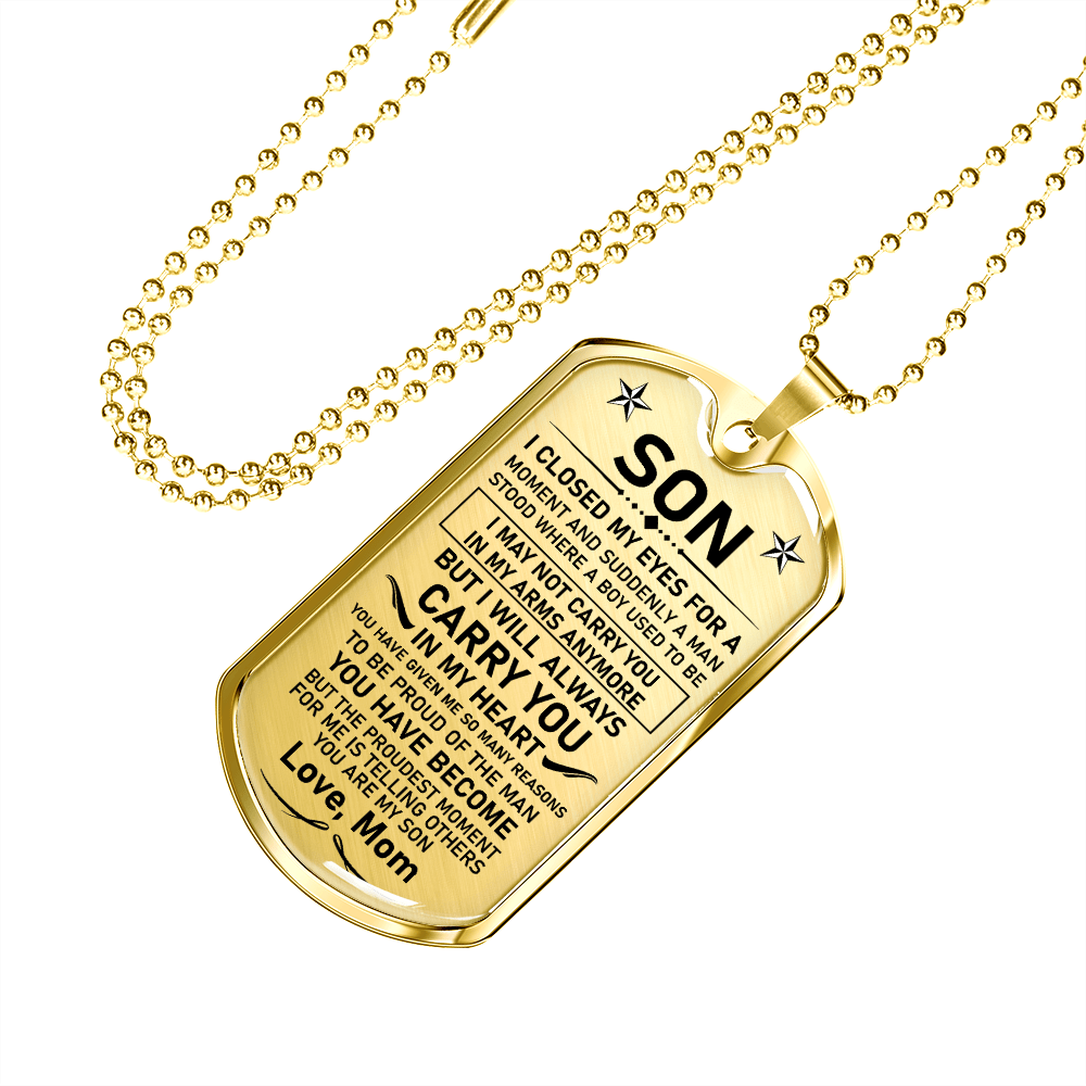 Son Gift (Love, Mom) Dog Tag Necklace