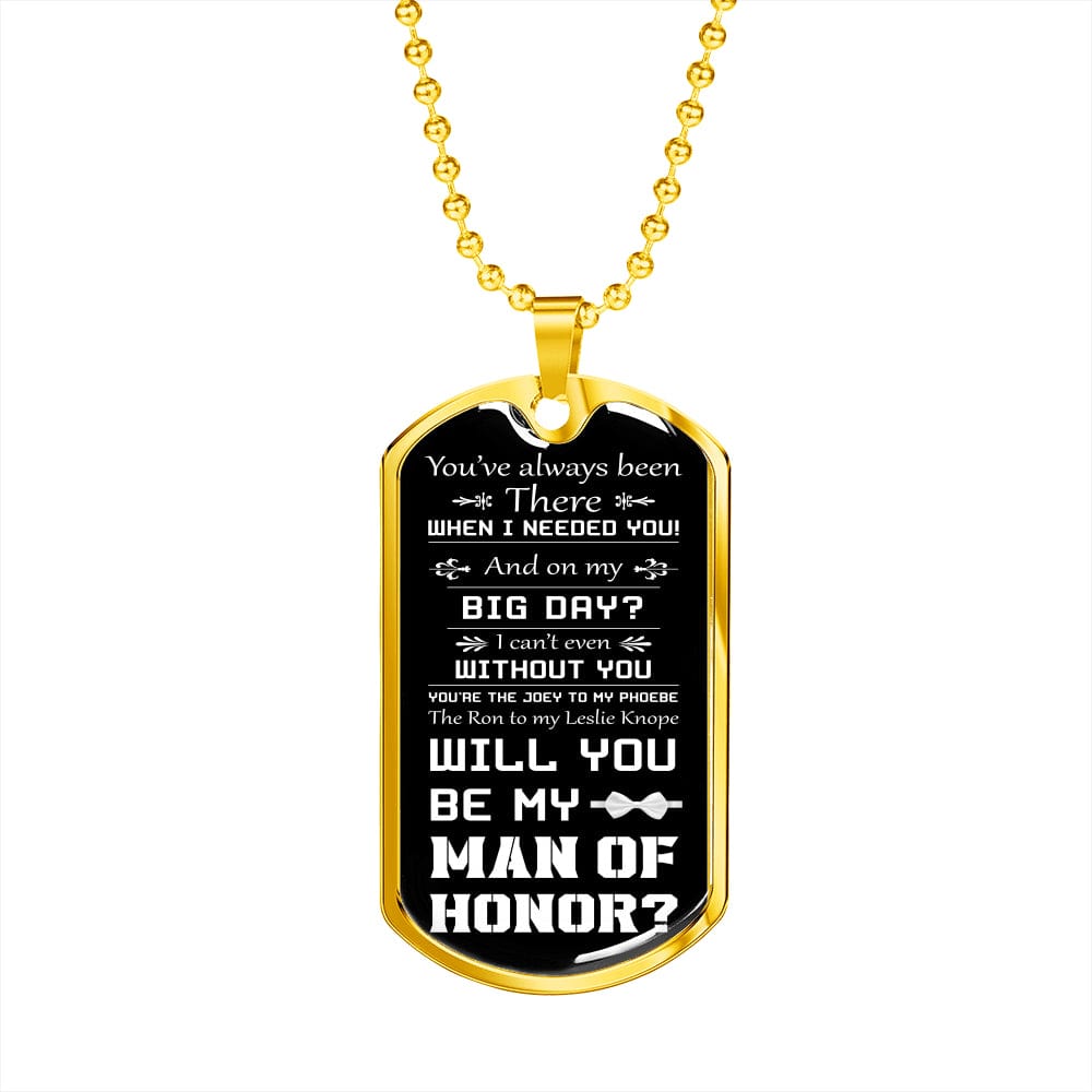 man of honor proposal dog tag necklace