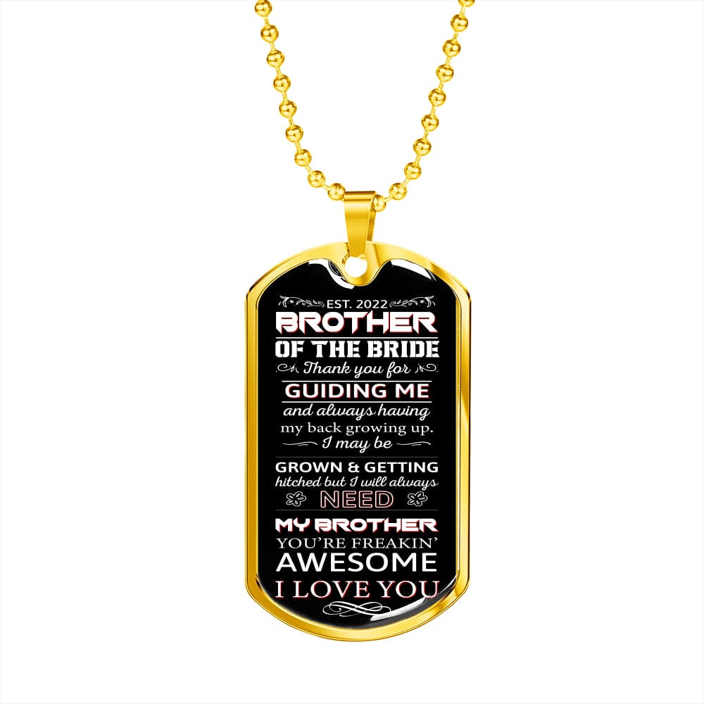 brother of the bride 2022 dog tag necklace