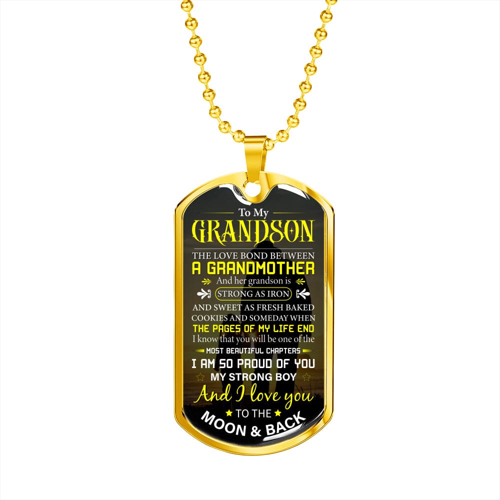 Grandson Strong as Iron dog tag necklace