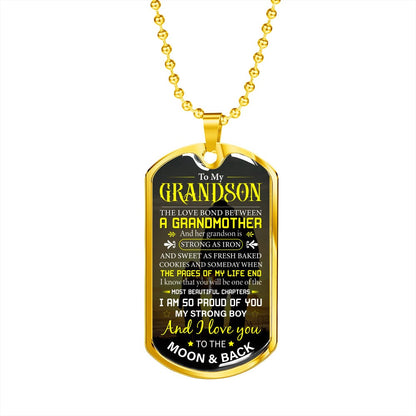 Grandson Strong as Iron dog tag necklace