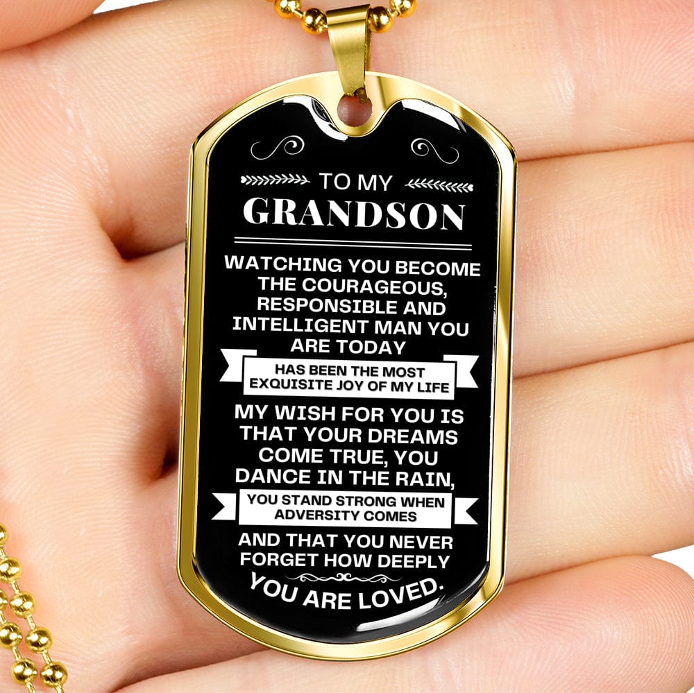 To My Grandson - Dog Tag Necklace - Never Forget How Deeply You Are Loved