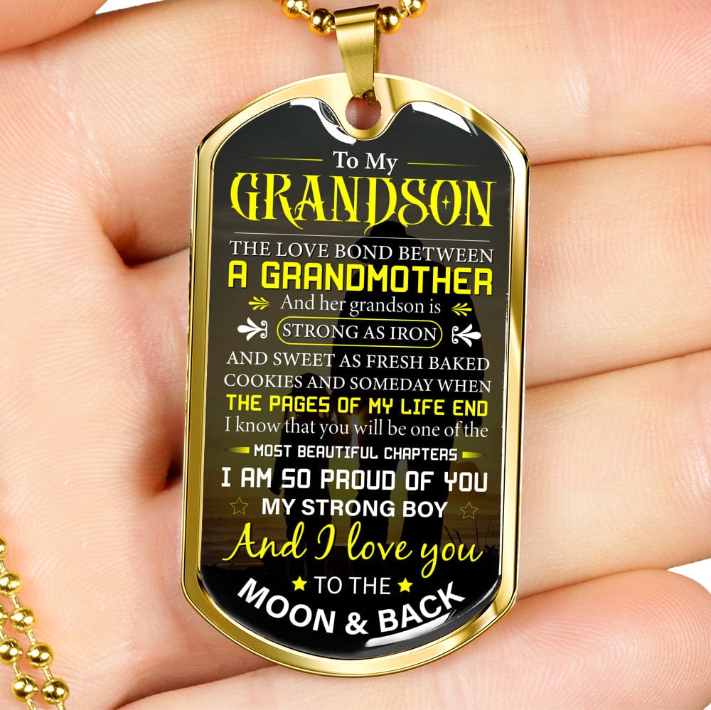 Grandson Strong as Iron dog tag necklace