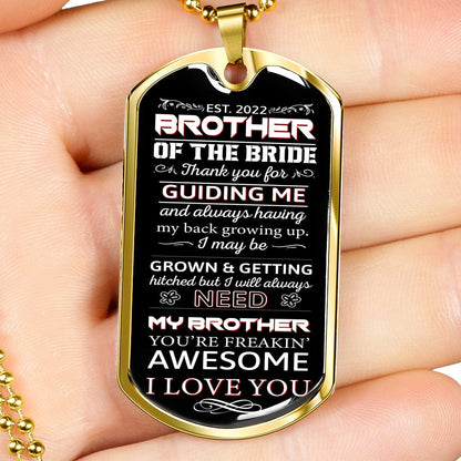 brother of the bride 2022 dog tag necklace