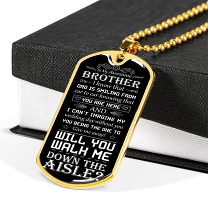 walk me down the aisle dog tag necklace