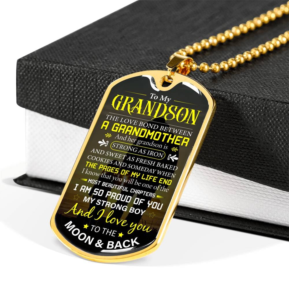 Grandson Strong as Iron dog tag necklace