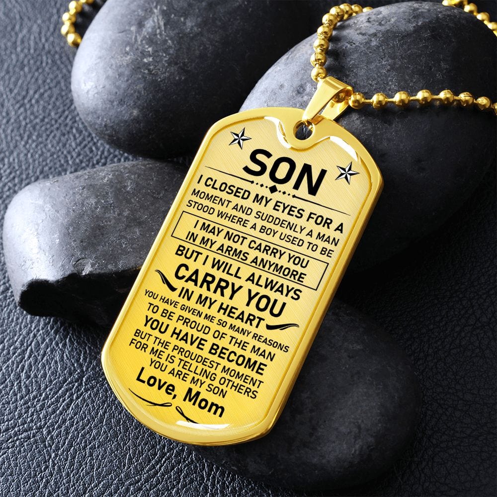 Son Gift (Love, Mom) Dog Tag Necklace