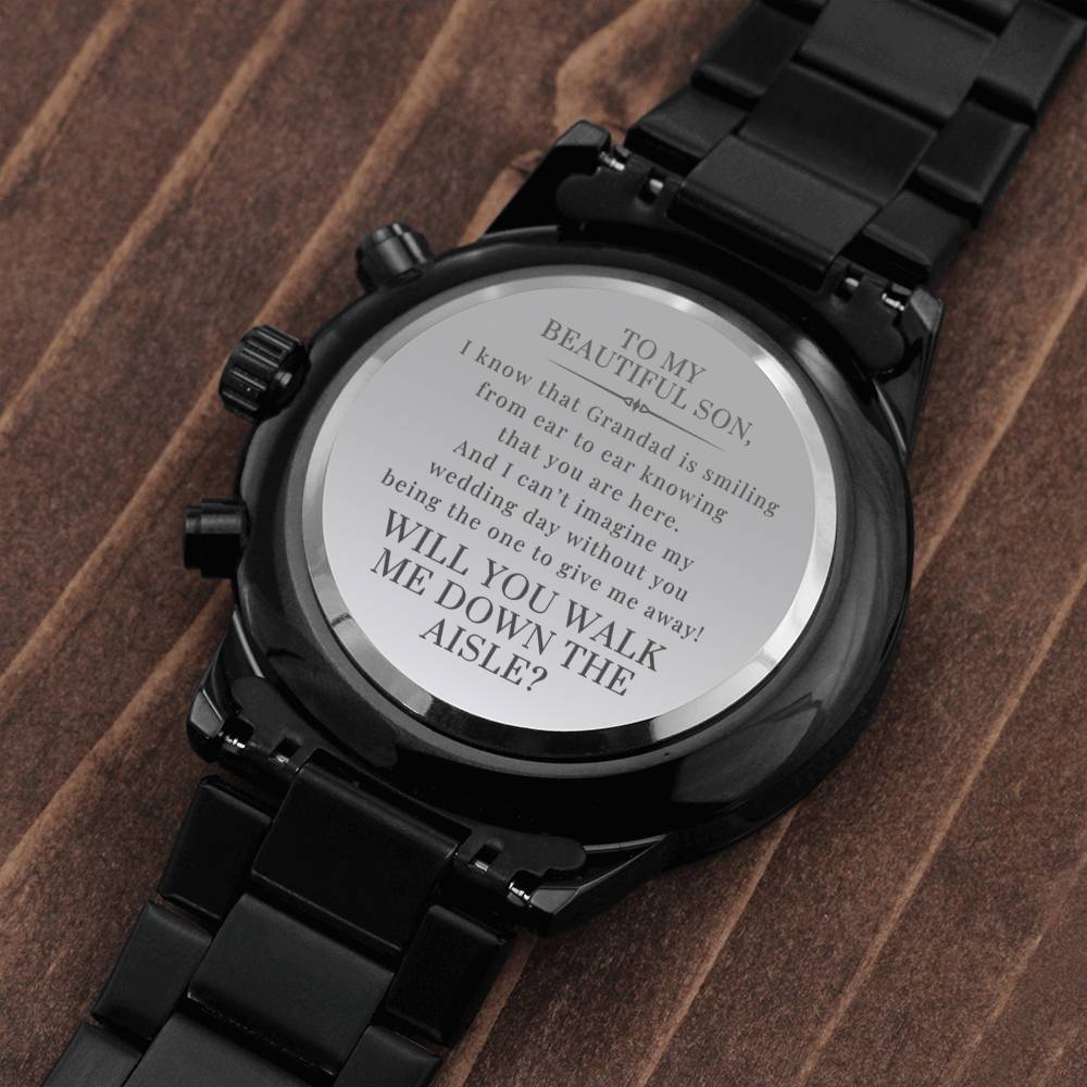 son walk me down the aisle engraved watch